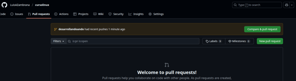 creando un pull request