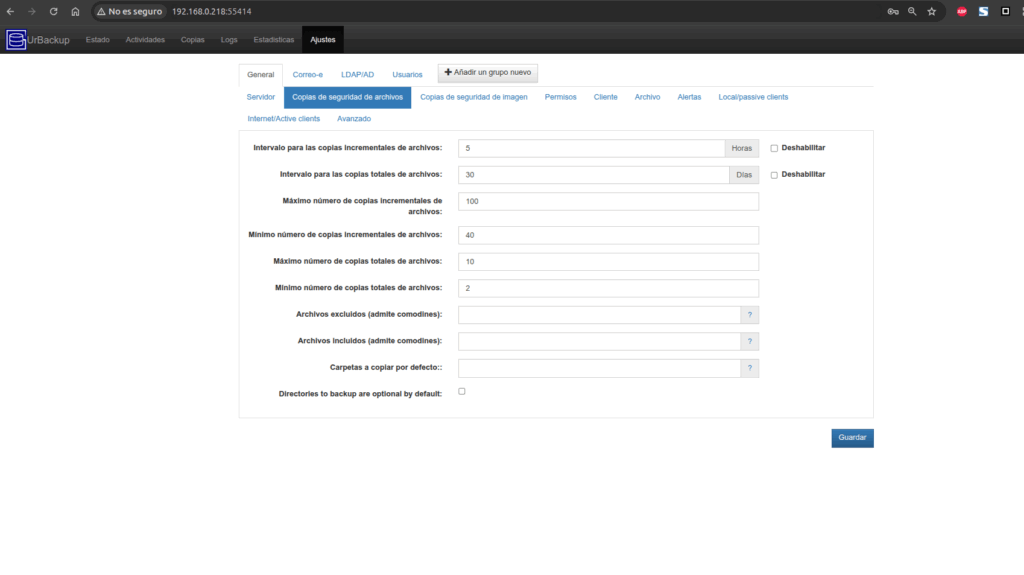 distintas configuraciones