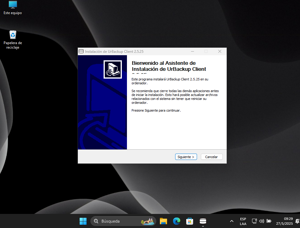 urbackup cliente en windows 11