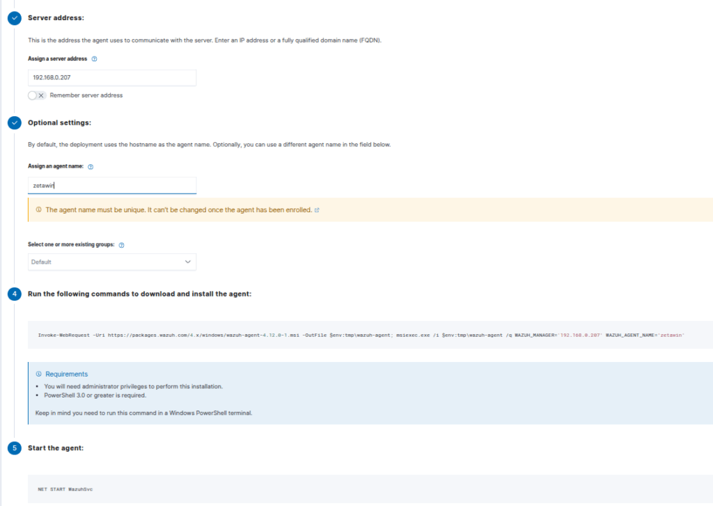 configuracion de agente de wazuh para windows