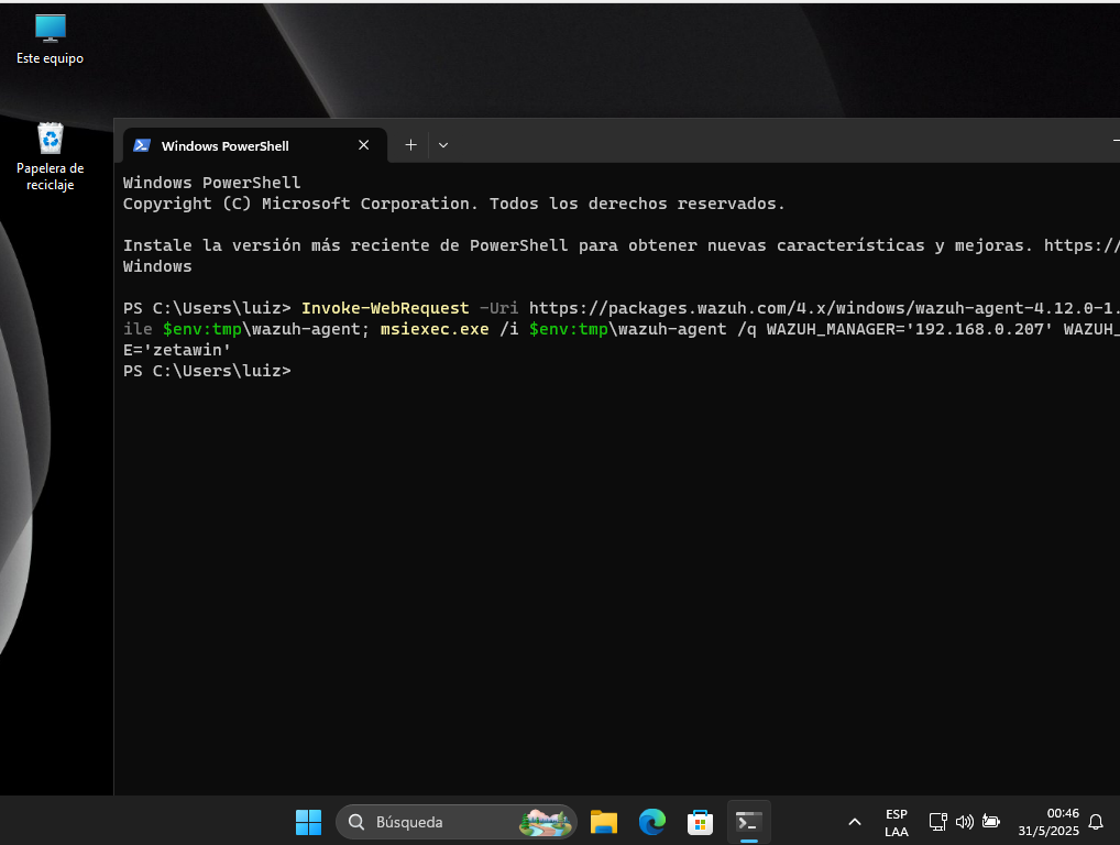 preparando agente de wazuh para windows