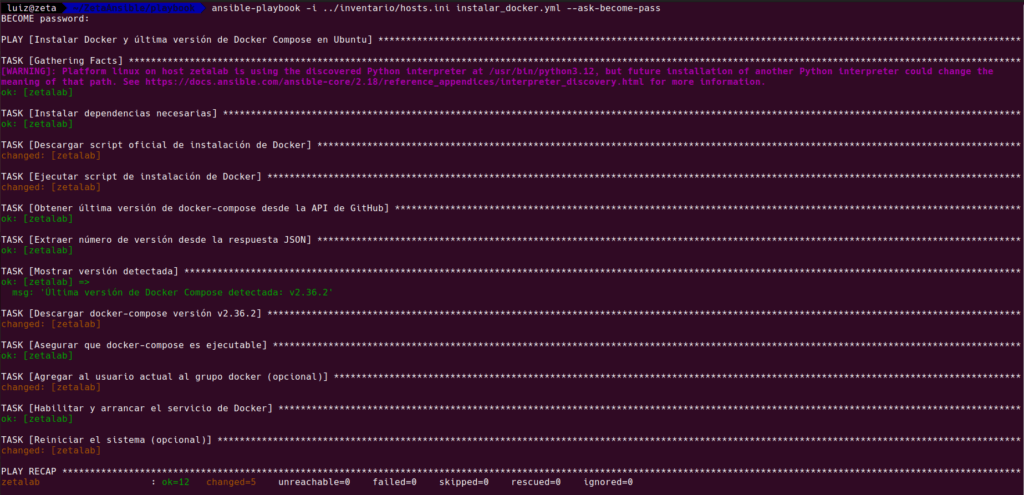 instalar docker y docker-compose por medio de playbook de ansible