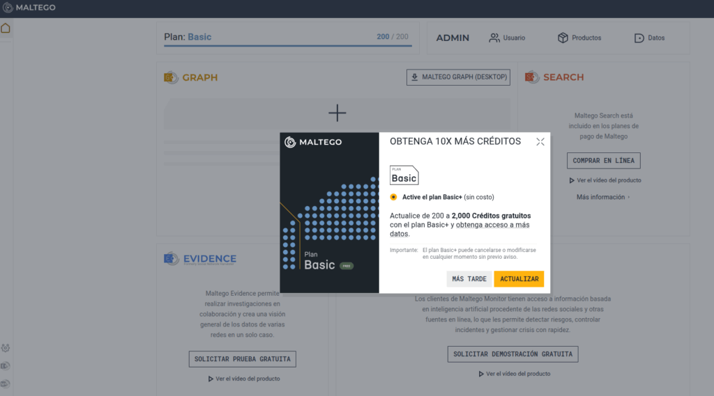registro de una cuenta en maltego