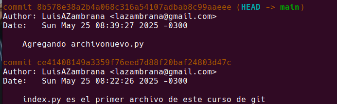 git log para ver las diferencias