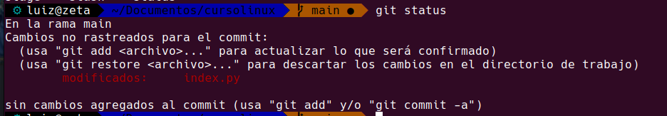 git status para ver cambios