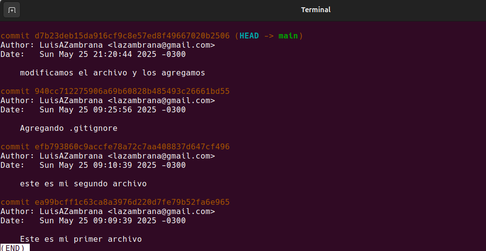con git log vemos los difentes commit hechos hasta el momento