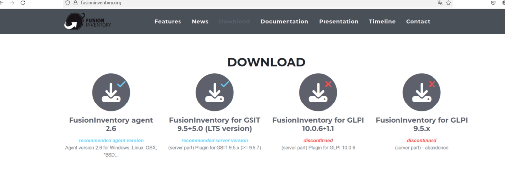 fusioninvetory discontinuado para la version 10 de glpi