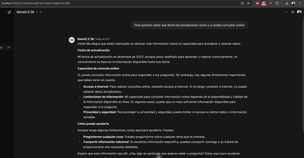 ollama con open web ui funcionando correctamente