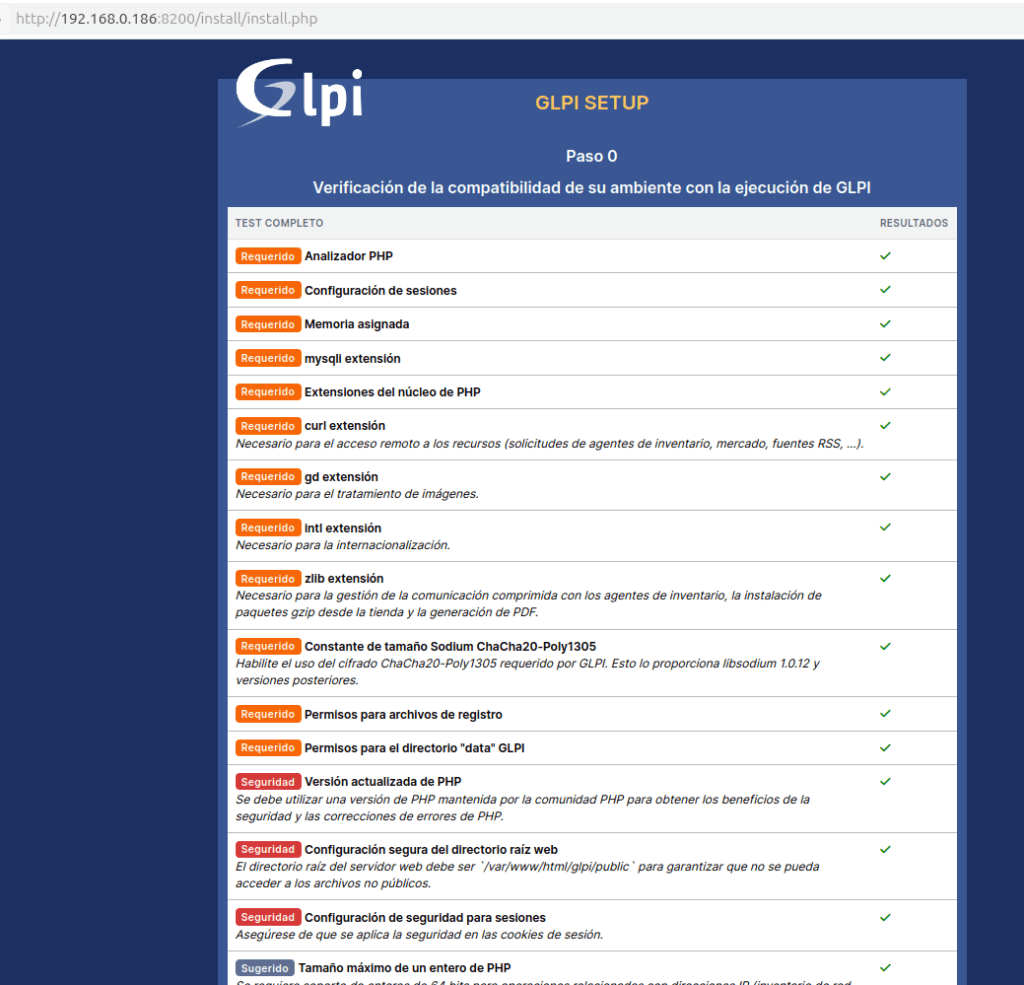 analisis de glpi antes de setup