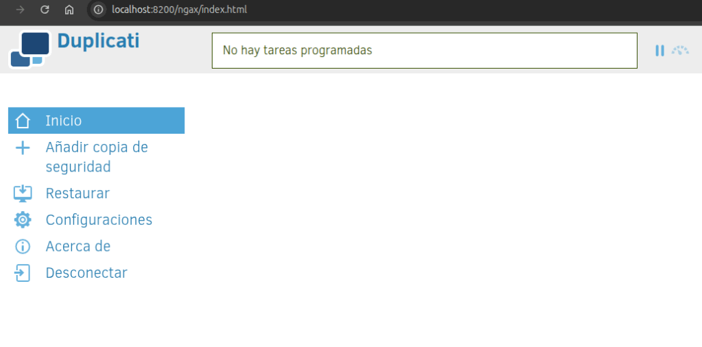 duplicati funcionando sobre docker